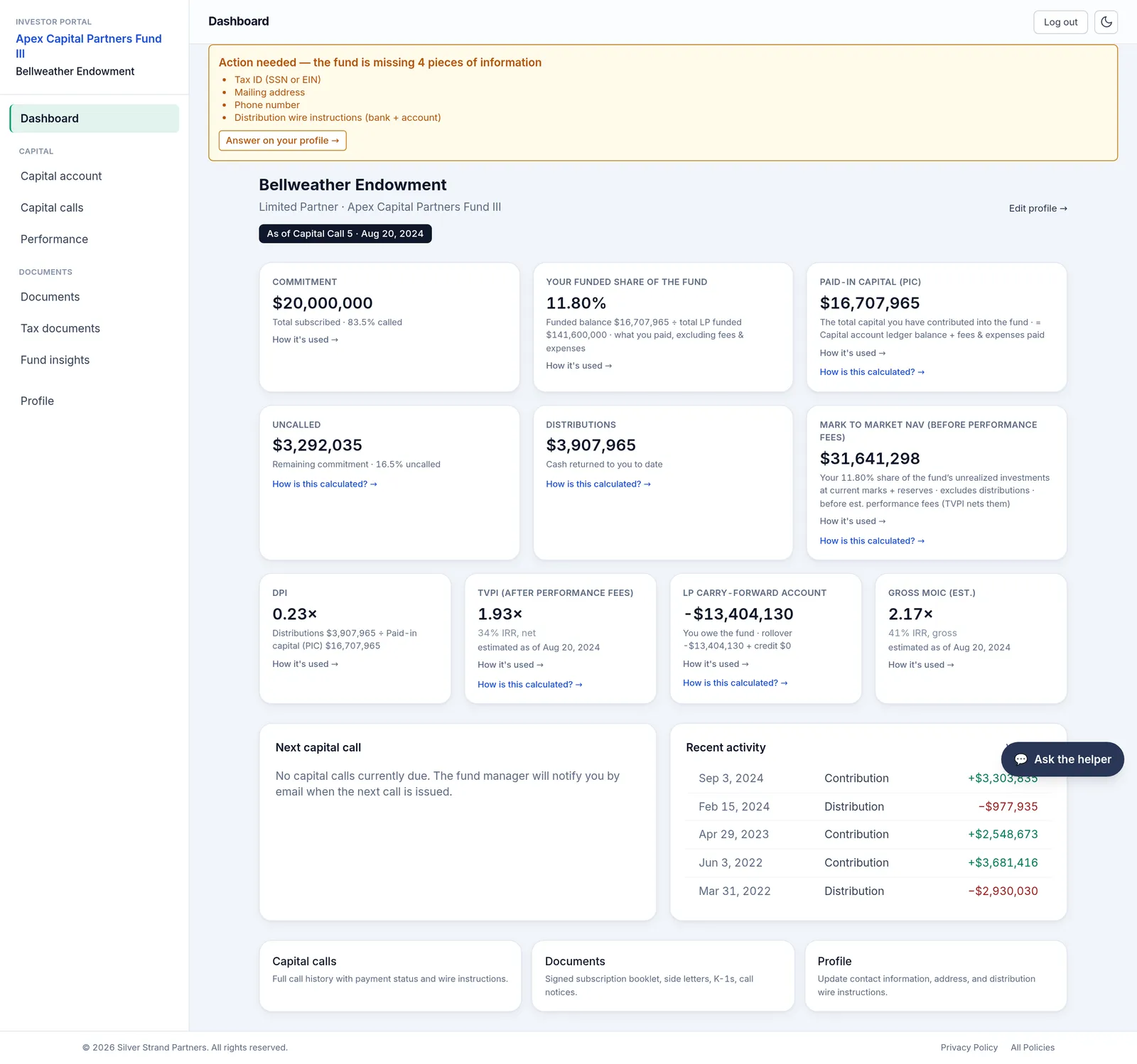 Keel investor (LP) portal